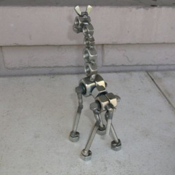 Giraffe, Metal Giraffe Sculpture, Up Cycled Art, Miniature Welded Figurine - thumbnail 4