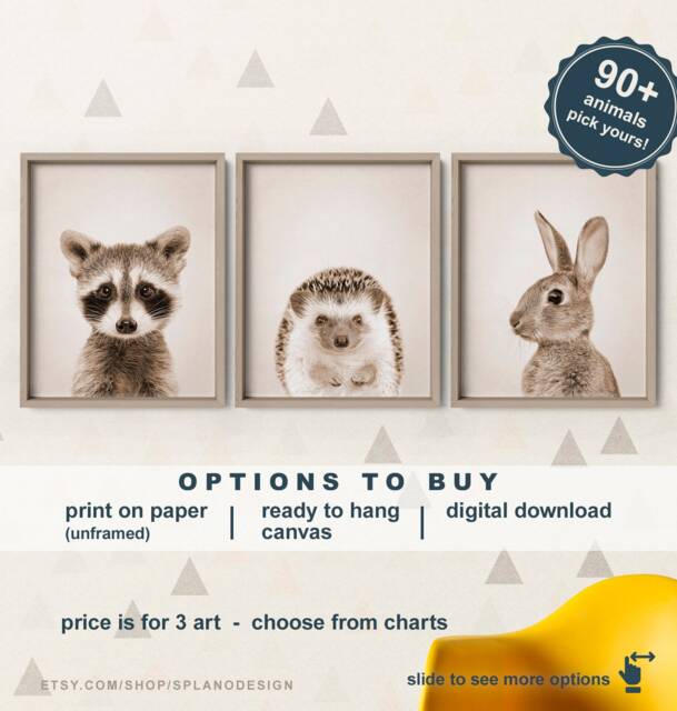Woodland Animals Heads Nursery, Baby Print, Creatures Canvas, Animal Artwork Sepia, Nursery - image 1