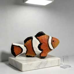 Hand Carved Wooden Clownfish Figurine, Nautical Nursery Decor, Tropical Sea Animal Sculpture, Painted Fish Ornament - thumbnail 4