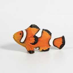 Hand Carved Wooden Clownfish Figurine, Nautical Nursery Decor, Tropical Sea Animal Sculpture, Painted Fish Ornament - thumbnail 3