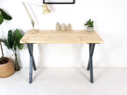 Handmade Solid Wood Desk X-Frame Legs, Modern Style - thumbnail 1