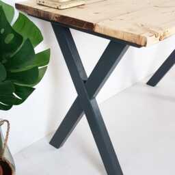 Handmade Solid Wood Desk X-Frame Legs, Modern Style - thumbnail 3