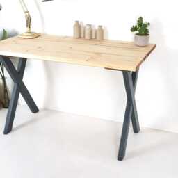 Handmade Solid Wood Desk X-Frame Legs, Modern Style - thumbnail 4