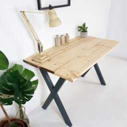 Handmade Solid Wood Desk X-Frame Legs, Modern Style - thumbnail 2