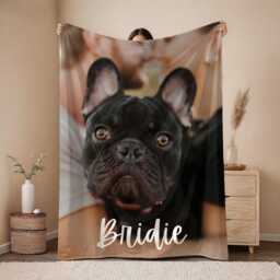 Custom Pet Blanket Using Photo + Name Dog Portrait Personalized Blankets Cat Picture Dad Gift - thumbnail 2
