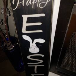 Easter Sign Porch Distressed Wood Vertical Wall Hanging Primitive Bunny Farmhouse Decor Spring - thumbnail 3