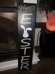 Easter Sign Porch Distressed Wood Vertical Wall Hanging Primitive Bunny Farmhouse Decor Spring - thumbnail 1