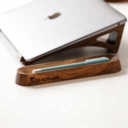 Walnut Pen Tray, Pencil Holder, Custom Wooden Gift, Engraved Company Logo, Desk Organizer, Rack, Gift For Clients - thumbnail 2