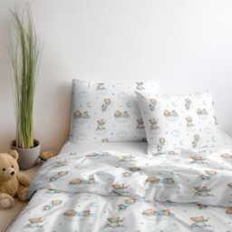 Bear On The Clouds - Blue Bedding, Duvet Covers, Fitted Sheets, Childrens Room Decor, Bedding & Pillows - thumbnail 3