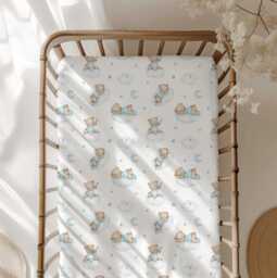 Bear On The Clouds - Blue Bedding, Duvet Covers, Fitted Sheets, Childrens Room Decor, Bedding & Pillows - thumbnail 1