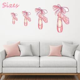 Pink Ballet Slippers Wall Decal Sticker Ballerina Dance Shoes Nursery Decor Girls Bedroom Mural Art Removable Self Adhesive - thumbnail 4
