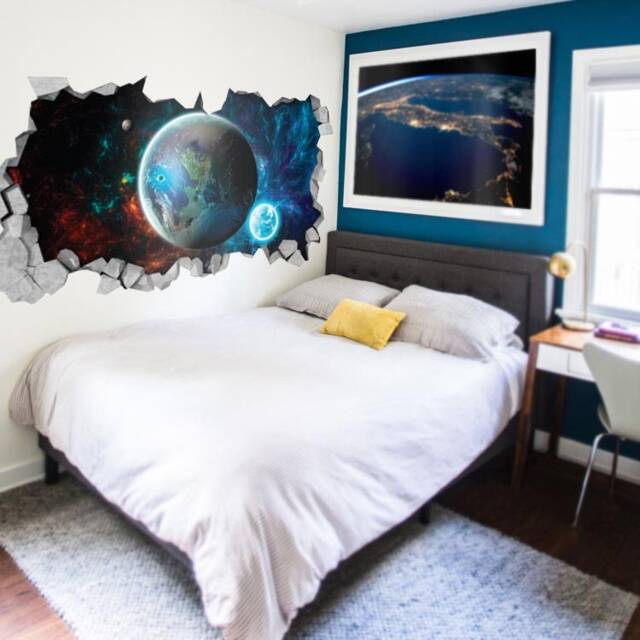 Space Fantasy - Broken Wall Decal 3D Wallpaper Wall Decals Printed Art Sku Sf3Dw - image 1
