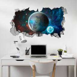 Space Fantasy - Broken Wall Decal 3D Wallpaper Wall Decals Printed Art Sku Sf3Dw - thumbnail 3
