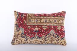 Handwoven Turkish Kilim Lumbar Pillow Bohemian Home Decor - 16x24 - thumbnail 1