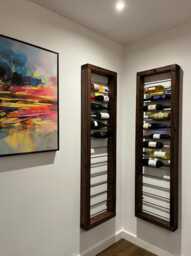 Handmade Rustic Wine Rack, Wall Mounted, Bottle Storage, Steel Bar, Solid Chunky Timber - thumbnail 1