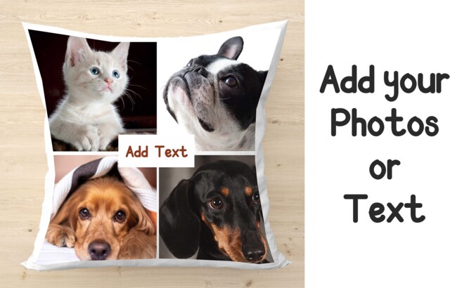 "Personalised Collage Photos - Cushion Cover Add Print Pictures Artwork Custom Gift 16""Cushion 15" - image 1