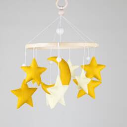 Felt Baby Mobile With Moon & Stars, Nursery Decor - thumbnail 2