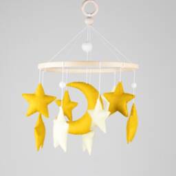 Felt Baby Mobile With Moon & Stars, Nursery Decor - thumbnail 4