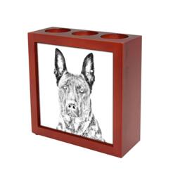 Dutch Shepherd Dog - Wooden Stand For Candles/Pens With The Image Of A Dog New Collection