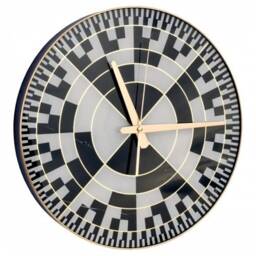Stylish Black, White & Gold Bold Classic Wall Clock Luxurious Chequer Style Decorative Wallhanging Roman Numerals Large Home Decor - thumbnail 1