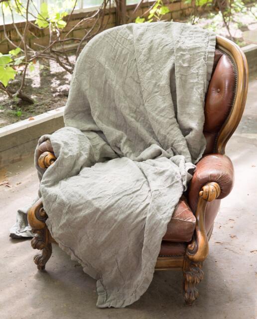 Natural Linen Bed Cover Rustic Burlap Throw Blanket - image 1