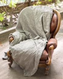 Natural Linen Bed Cover Rustic Burlap Throw Blanket - thumbnail 1