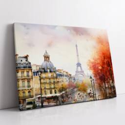 Paris France Eiffel Tower Cityscape Landmark Oil Painting Watercolor Wall Art, Framed Canvas Poster Print, Home/Office Room Decor, Gifts - thumbnail 2