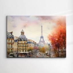 Paris France Eiffel Tower Cityscape Landmark Oil Painting Watercolor Wall Art, Framed Canvas Poster Print, Home/Office Room Decor, Gifts - thumbnail 3
