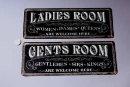 1 Ladies Or Gents Room Wc Toilet Sign Rustic, Door Funny, Bathroom Restrooms Wall Hanging Lavatory, Plaque, Woman Men - thumbnail 1