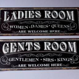 1 Ladies Or Gents Room Wc Toilet Sign Rustic, Door Funny, Bathroom Restrooms Wall Hanging Lavatory, Plaque, Woman Men - thumbnail 2