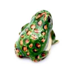 Miniature Ceramic Frog Toad Animal Little Green Brown Beige Figurine Small Statue Tiny Decoration Hand Painted Craft Collectible Figure Deco - thumbnail 3