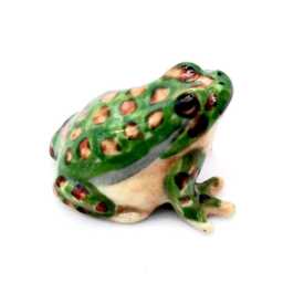 Miniature Ceramic Frog Toad Animal Little Green Brown Beige Figurine Small Statue Tiny Decoration Hand Painted Craft Collectible Figure Deco - thumbnail 2