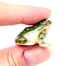 Miniature Ceramic Frog Toad Animal Little Green Brown Beige Figurine Small Statue Tiny Decoration Hand Painted Craft Collectible Figure Deco - thumbnail 4