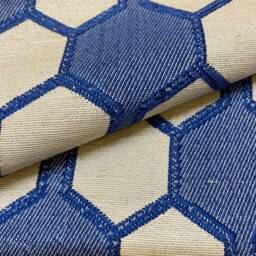 1036. Handmade Blue Royal Navy Geometric Jacquard Cushion Cover Various Sizes - thumbnail 2