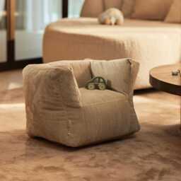 Children's Armchair Beanbag Corduroy Cotton Fabric - Children's Room Decoration Natural Ecru White Beige Pink Blue Grey Caramel Rose Green Mint - thumbnail 1