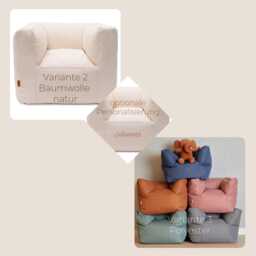 Children's Armchair Beanbag Corduroy Cotton Fabric - Children's Room Decoration Natural Ecru White Beige Pink Blue Grey Caramel Rose Green Mint - thumbnail 3