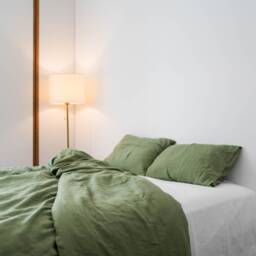 Linen Bedding Set Queen Full, European Flax Bedding, Minimalist Bedroom Decor, Sage/Pistachio - Duvet Cover, 2 Pillowcases, Flat Sheet - thumbnail 2