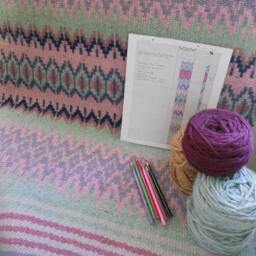 E635 Boundweave Rug, Lavender Stripe Floor Or Wall Hanging, Zen Meditation Rug - thumbnail 2