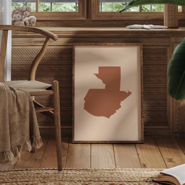 Guatemala Map Boho Wall Art Print Mid Century Travel Poster - image 1