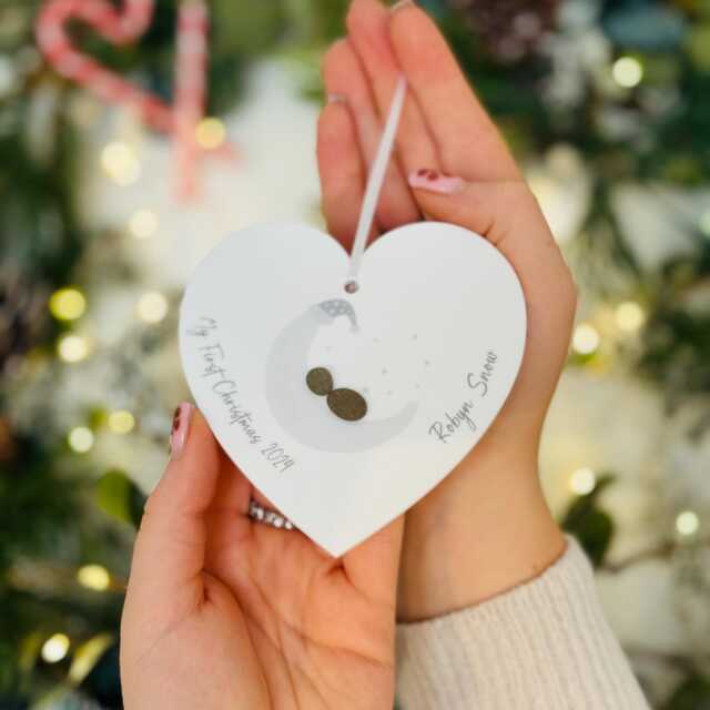 My First Christmas Personalised Bauble - New Baby Pebble Tree Decoration Ornament - 1st Hanging - image 1