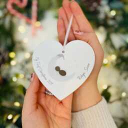 My First Christmas Personalised Bauble - New Baby Pebble Tree Decoration Ornament - 1st Hanging - thumbnail 1