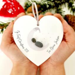My First Christmas Personalised Bauble - New Baby Pebble Tree Decoration Ornament - 1st Hanging - thumbnail 2