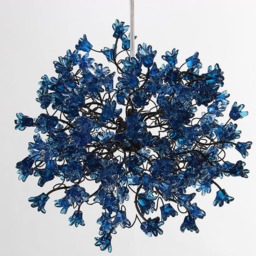 Blue Flower Pendant Light Handmade Resin Floral Chandelier - thumbnail 3