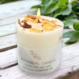 Orange & Spice Aromatherapy Soy Wax Botanical Pillar Candle, Christmas Handmade With Essential Oils, Decorated Orange Spices - thumbnail 1