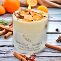 Orange & Spice Aromatherapy Soy Wax Botanical Pillar Candle, Christmas Handmade With Essential Oils, Decorated Orange Spices - thumbnail 3
