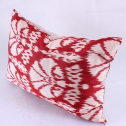 Ikat Silk Velvet Pillow 16x24 - Handmade Boho Cushion Cover Turkish Home Decor Accent - thumbnail 3