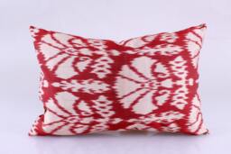 Ikat Silk Velvet Pillow 16x24 - Handmade Boho Cushion Cover Turkish Home Decor Accent