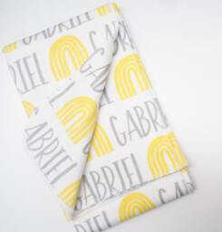 Personalized Rainbow Organic Cotton Baby Blanket - Custom Name Nursery Swaddle - thumbnail 1