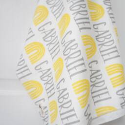 Personalized Rainbow Organic Cotton Baby Blanket - Custom Name Nursery Swaddle - thumbnail 3