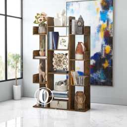 Rustic Tree Bookshelf With 13 Shelves - Unique Bookcase For Living Room, Bedroom, Or Office - thumbnail 2
